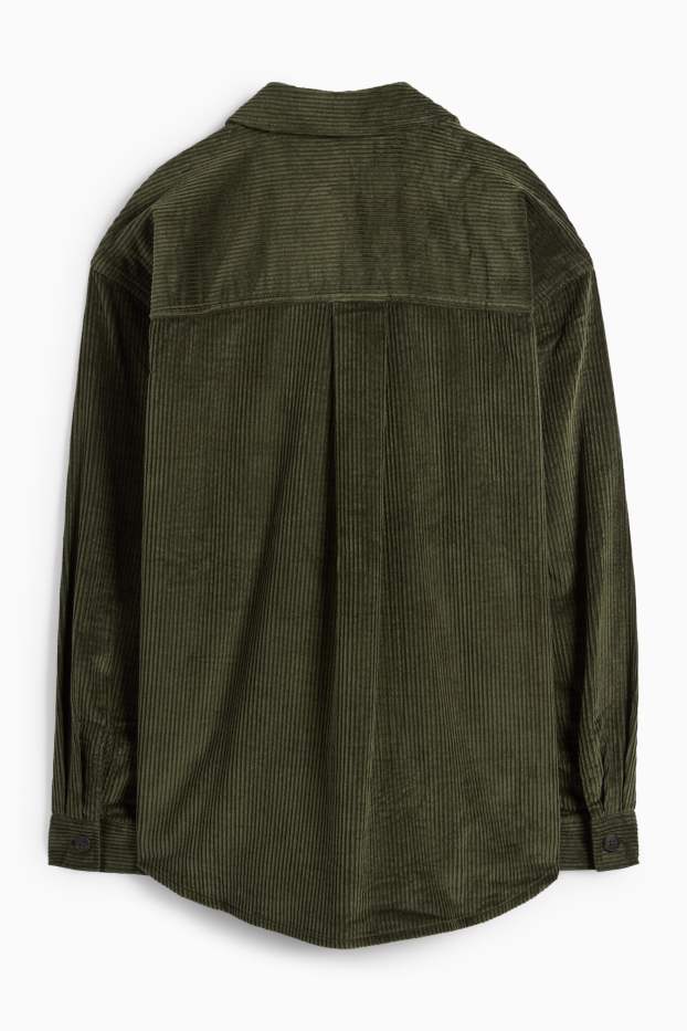 Damen - Cord-Bluse - dunkelgrün
