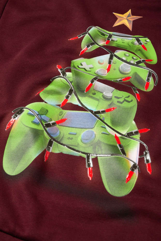 Kinder Buben - Gaming - Weihnachts-Hoodie - bordeaux