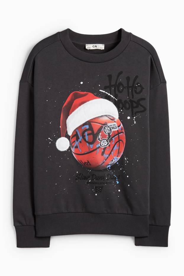 Kinderen: jongens - Basketbal - kerstsweatshirt - donkergrijs