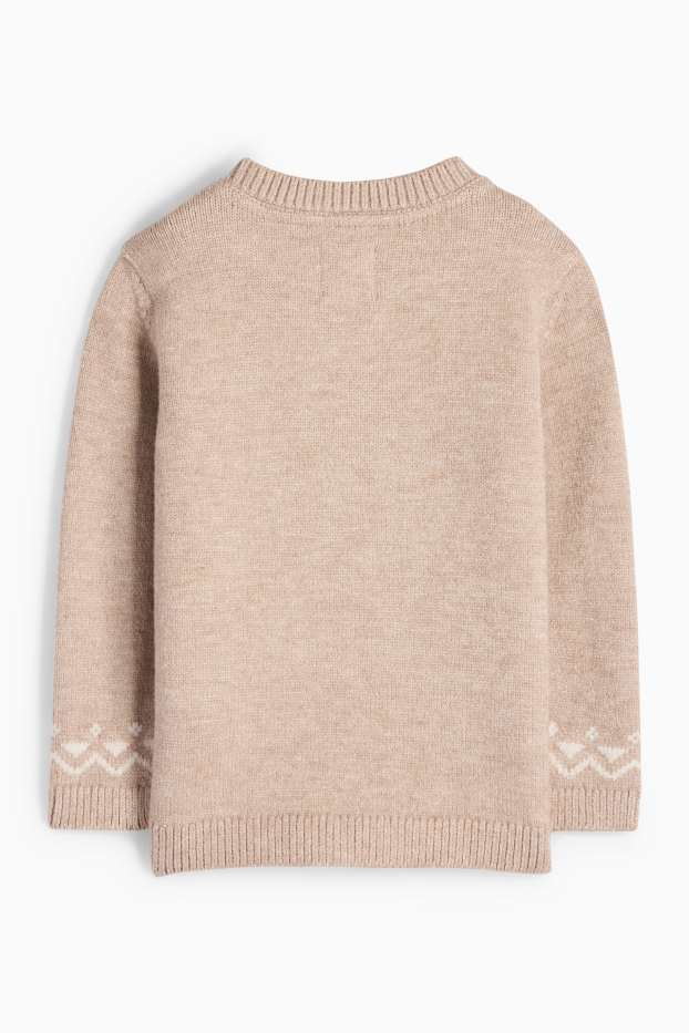 Baby Jungen - Rentier - Baby-Weihnachtspullover - beige
