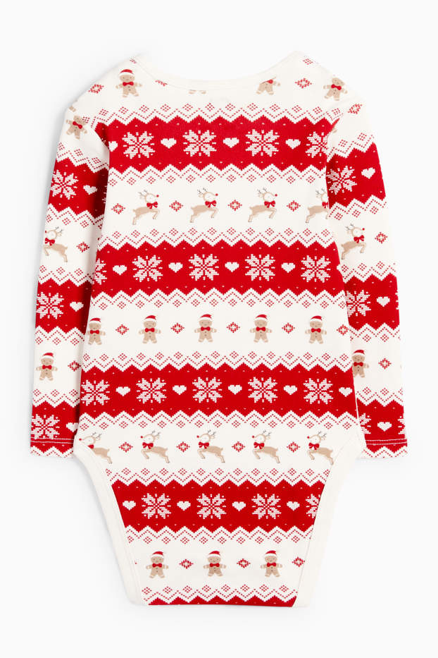Bébés filles - Renne et pain d’épice - body bébé de Noël - rouge / blanc crème