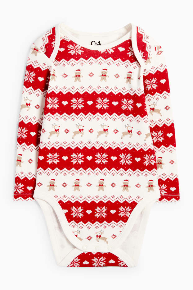 Bébés filles - Renne et pain d’épice - body bébé de Noël - rouge / blanc crème