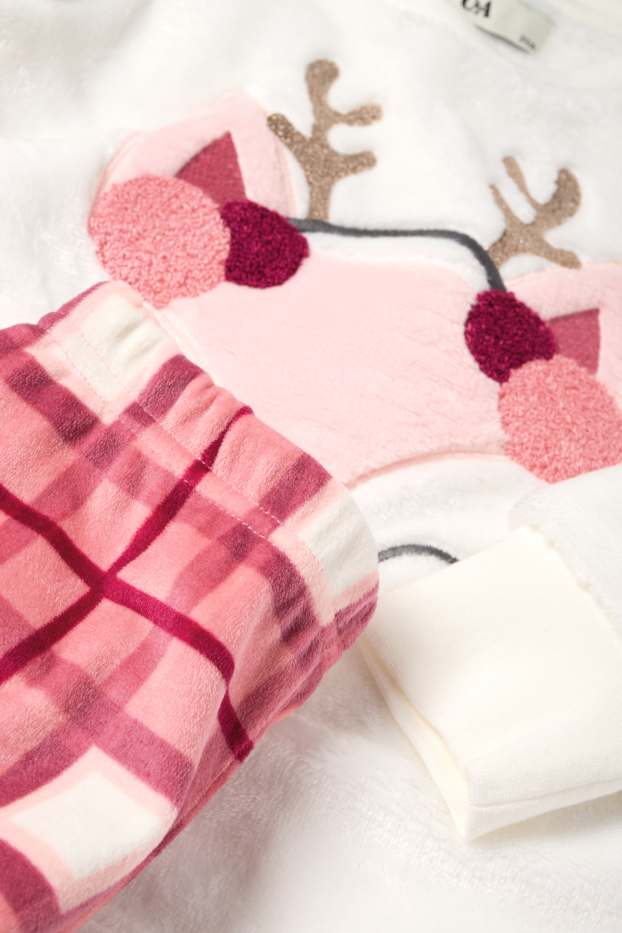 Kinder Mädchen - Reh - Winterpyjama - 2 teilig - rosa