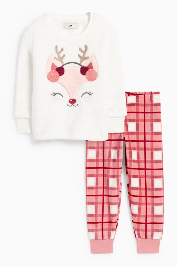 Kinder Mädchen - Reh - Winterpyjama - 2 teilig - rosa