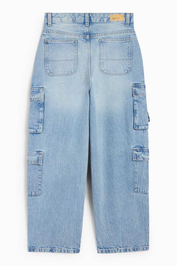 Kinder Mädchen - Cargo Jeans - helljeansblau