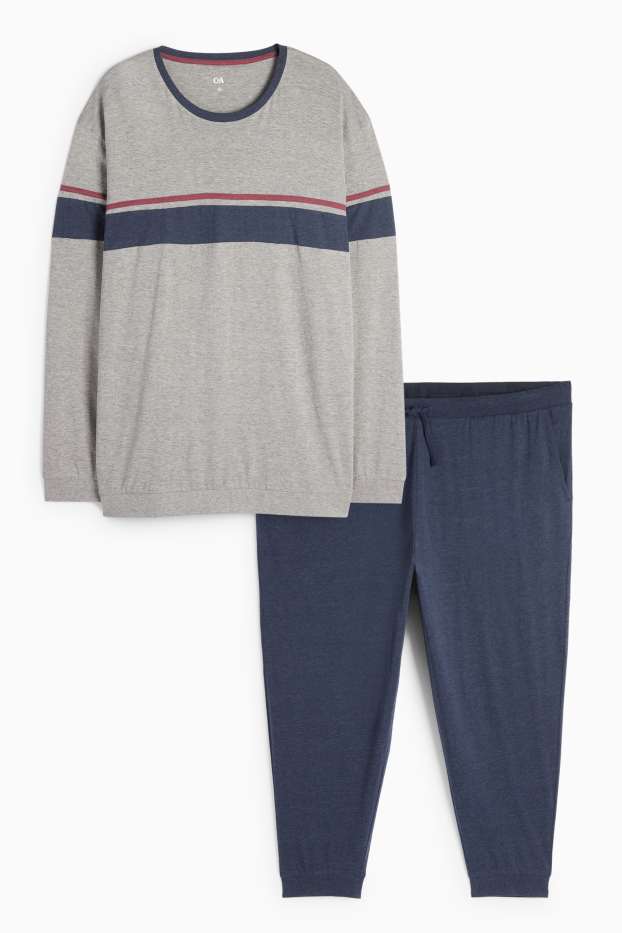Herren - Pyjama - grau / dunkelblau