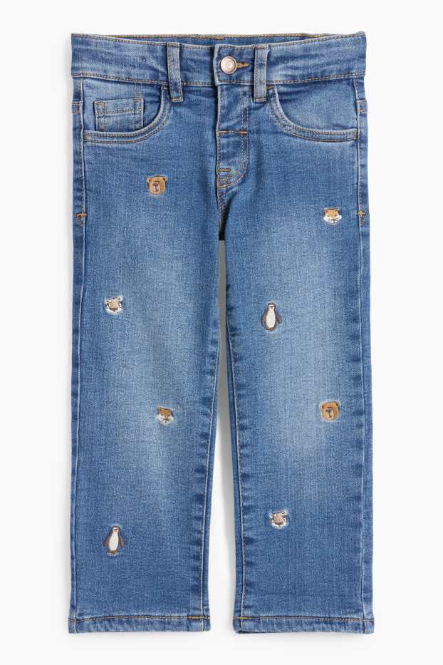 Děti - chlapci - Motivy divokých zvířátek - straight jeans - termo džíny - džíny - modré