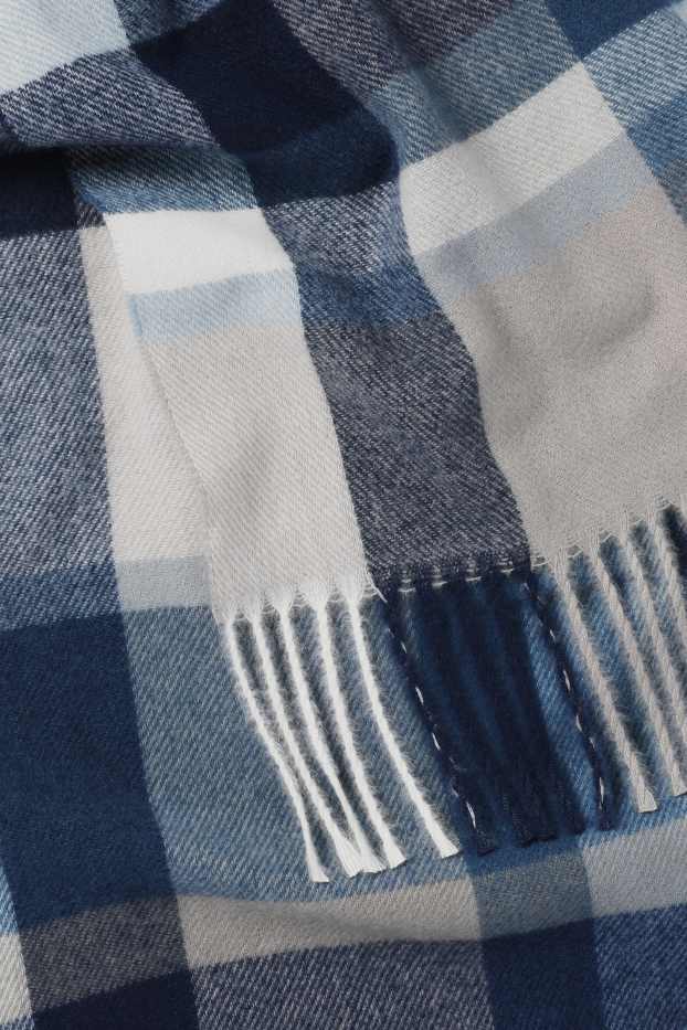 Men - Scarf - check - dark blue