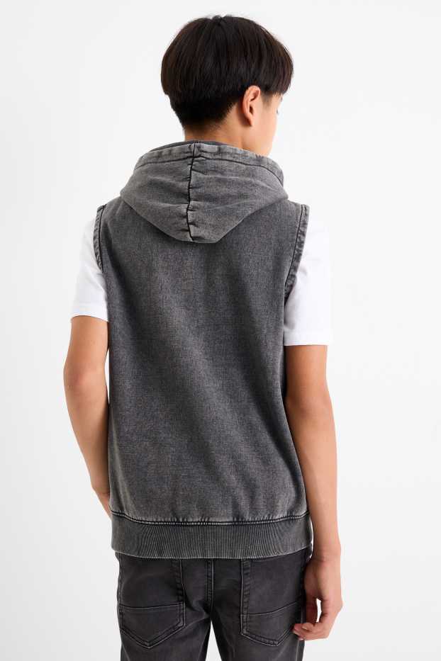 Kinderen: jongens - Fender - top met capuchon - donkergrijs