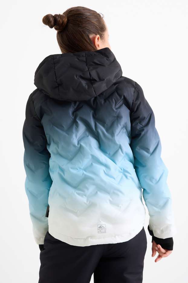 Enfants filles - Veste de ski à capuche - déperlante - à motif - bleu foncé
