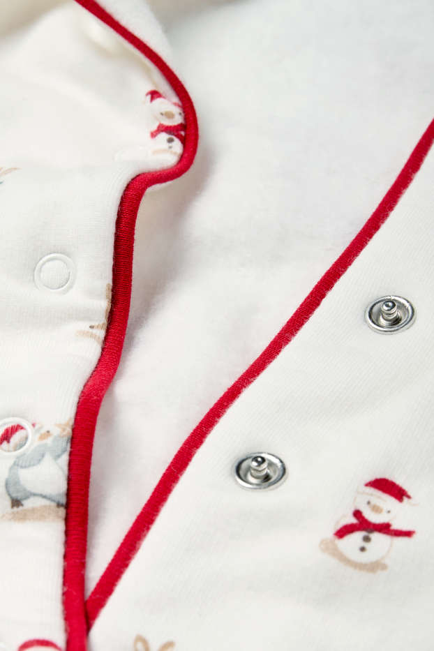 Baby Girls - Snowman and reindeer - Christmas baby sleepsuit - white