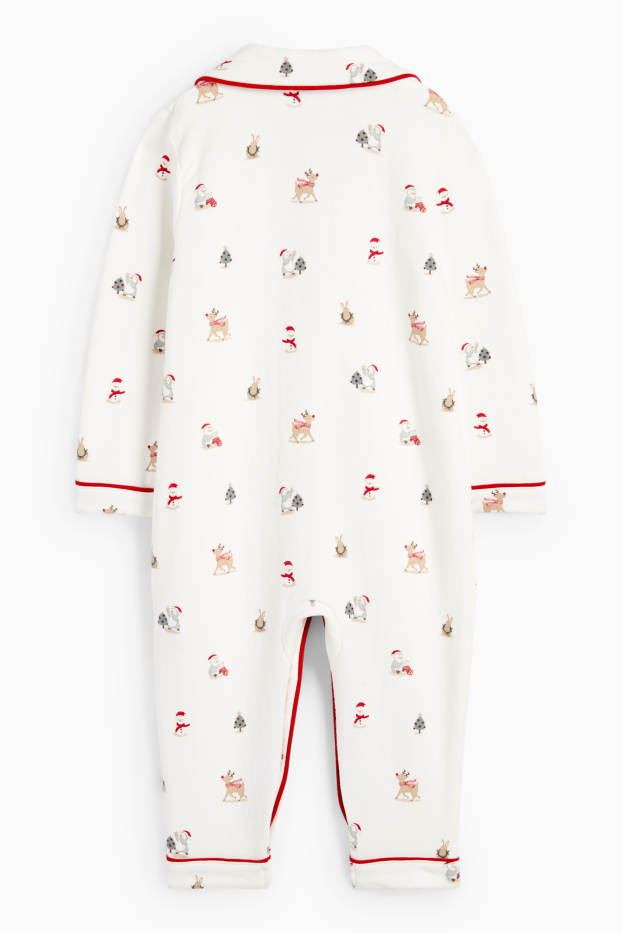 Baby Girls - Snowman and reindeer - Christmas baby sleepsuit - white