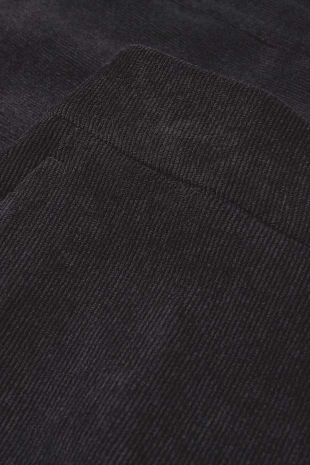 Donna - Pantaloni di velluto a coste - vita media - gamba ampia - nero