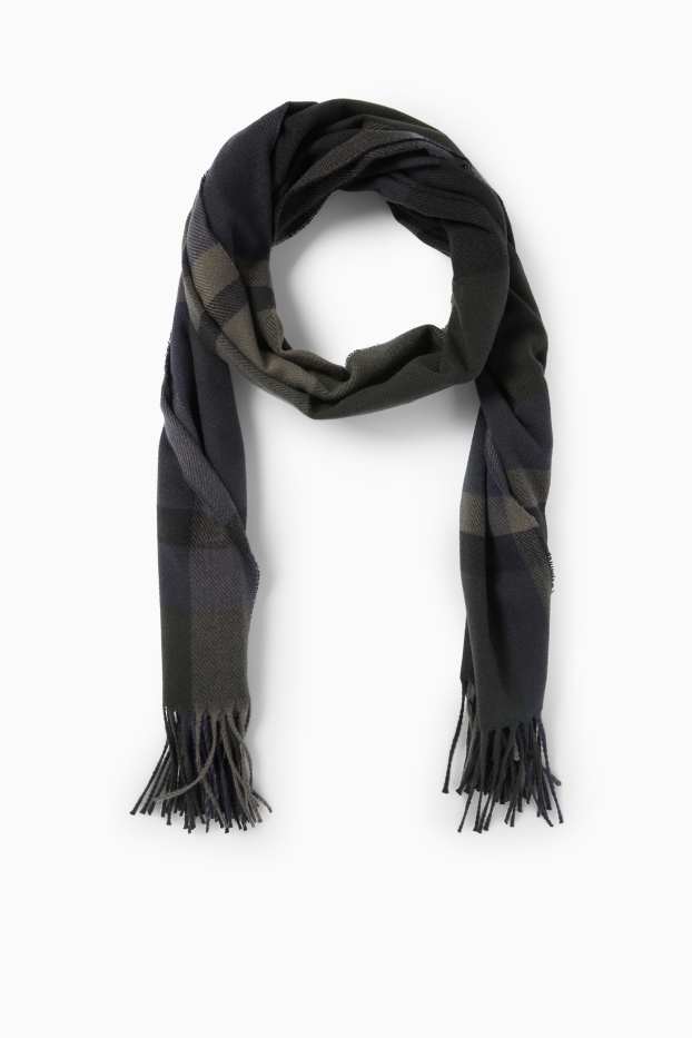 Hommes - Foulard - à carreaux - bleu foncé