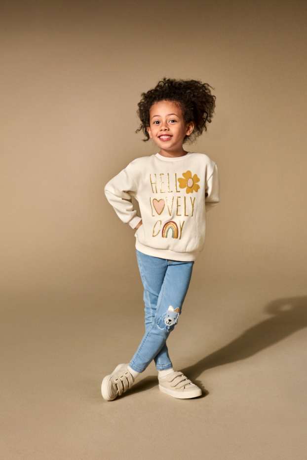 Kinder Mädchen - Hund - Jegging Jeans - helljeansblau