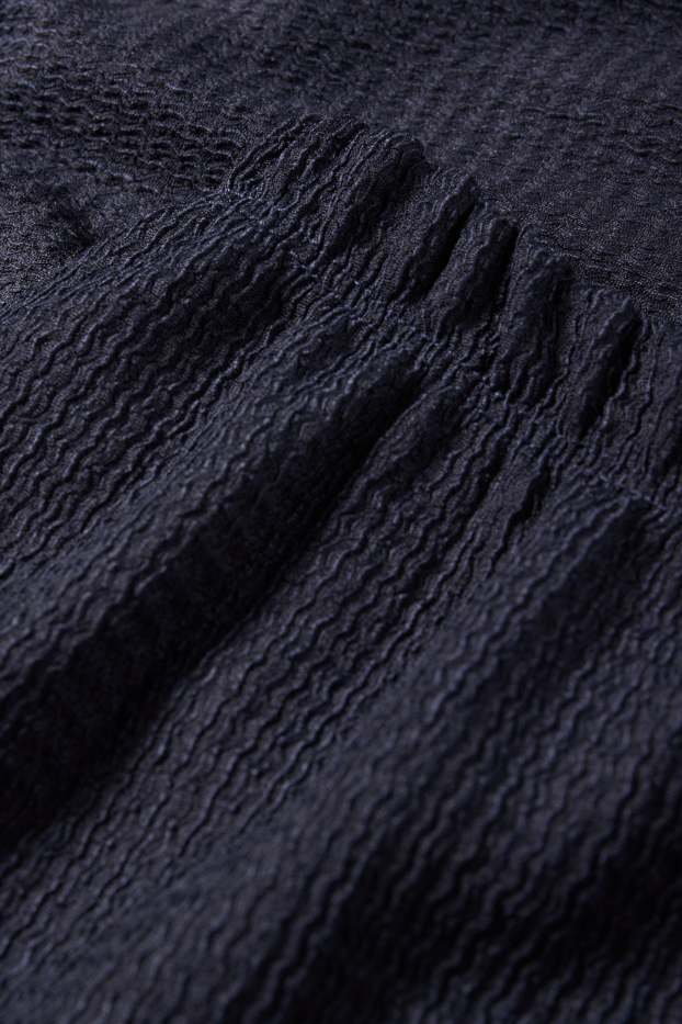 Mujer - Pantalón de jersey - mid waist - wide leg - con textura - azul oscuro