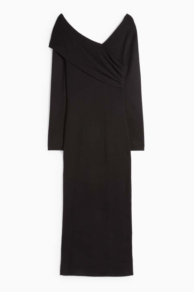 Femei - Rochie din tricot - straight fit - negru