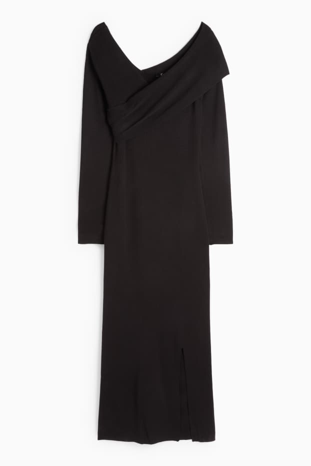 Femei - Rochie din tricot - straight fit - negru