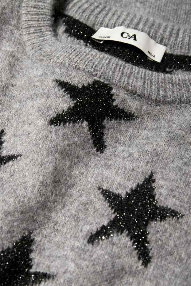 Kinder Mädchen - Stern - Pullover - grau