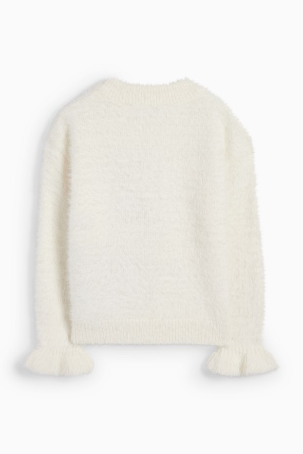 Children Girls - Deer - jumper - cremewhite