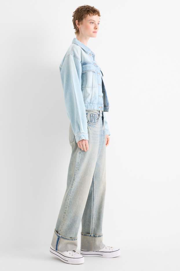 Women - Baggy jeans - mid-rise waist - denim-light blue