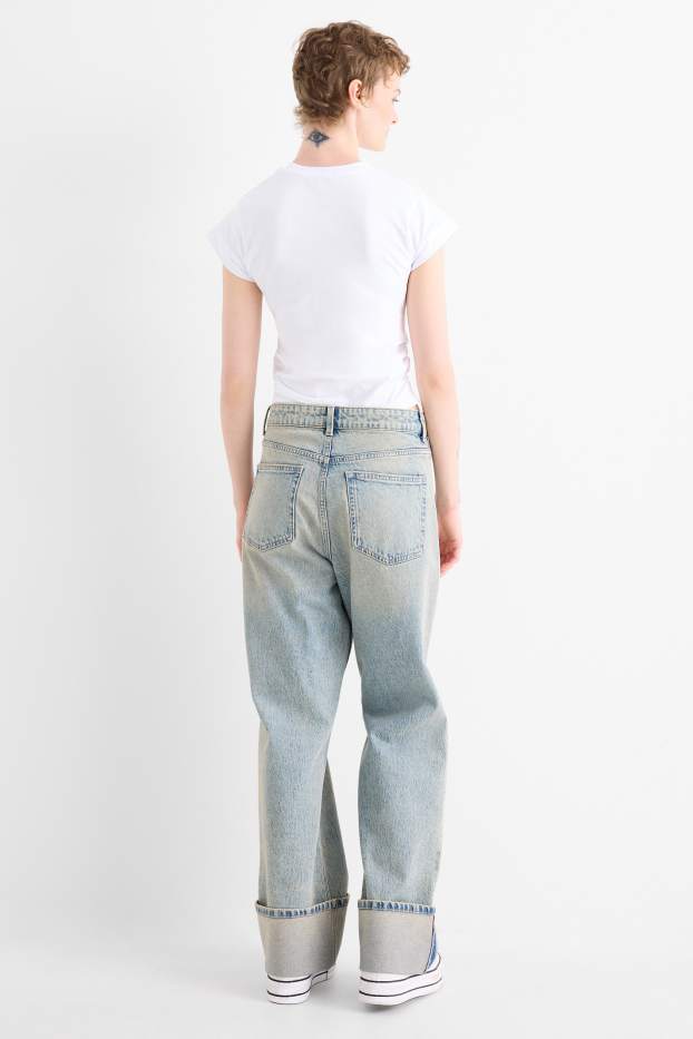 Women - Baggy jeans - mid-rise waist - denim-light blue