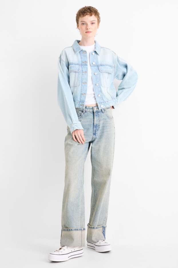 Women - Baggy jeans - mid-rise waist - denim-light blue