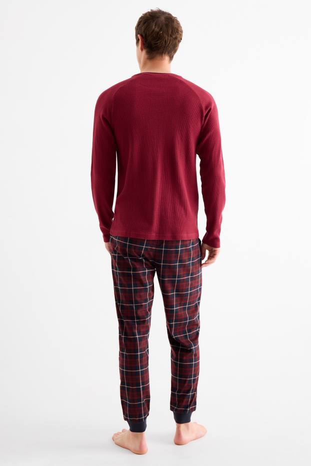 Hommes - Pyjama - rouge foncé