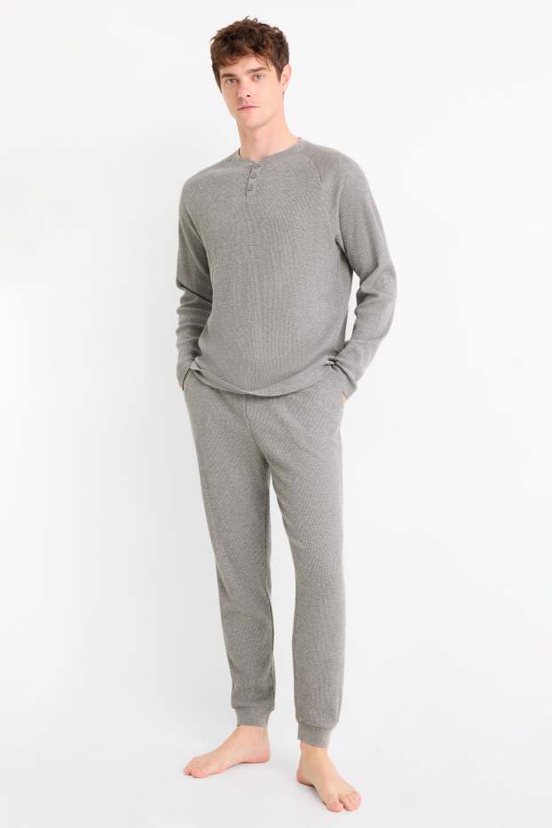 Hommes - Pyjama - texturé - gris