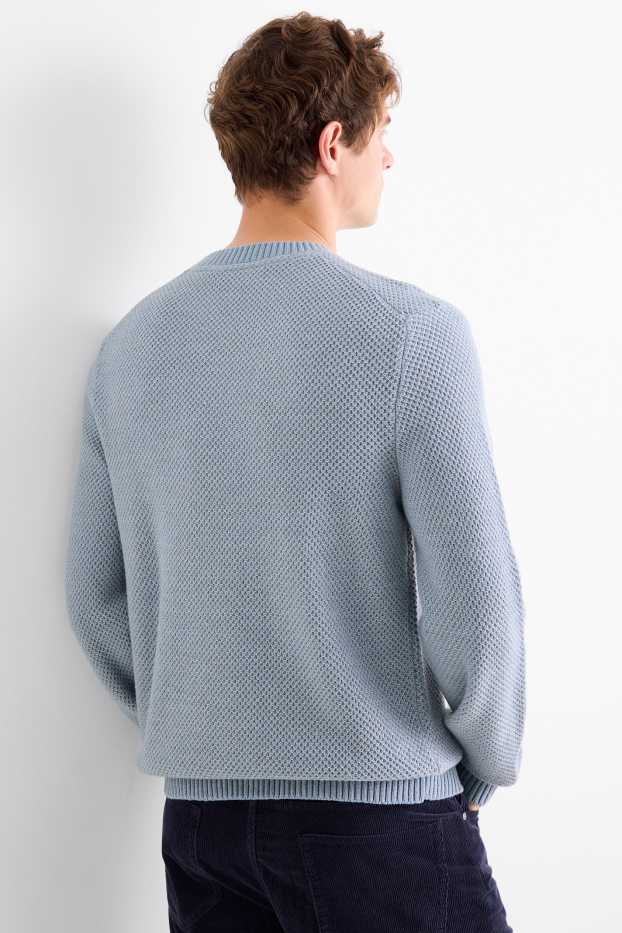 Heren - Trui - met structuur - blauw