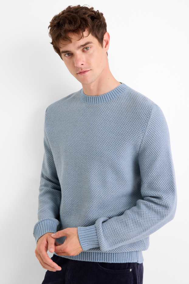 Heren - Trui - met structuur - blauw