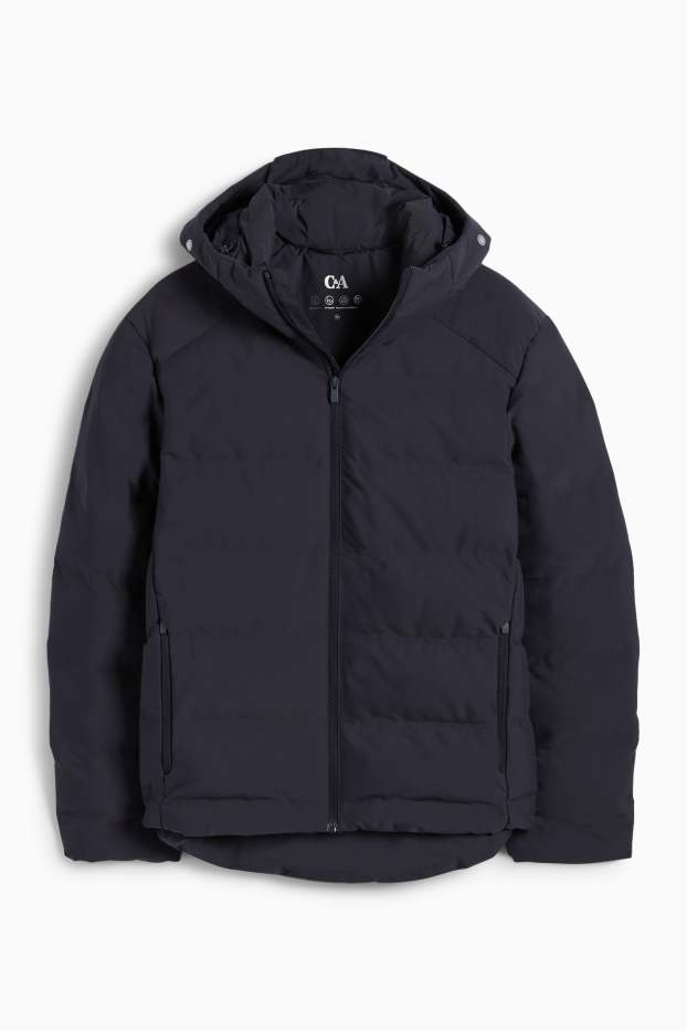 Uomo - Giacca trapuntata con cappuccio - idrorepellente - blu scuro