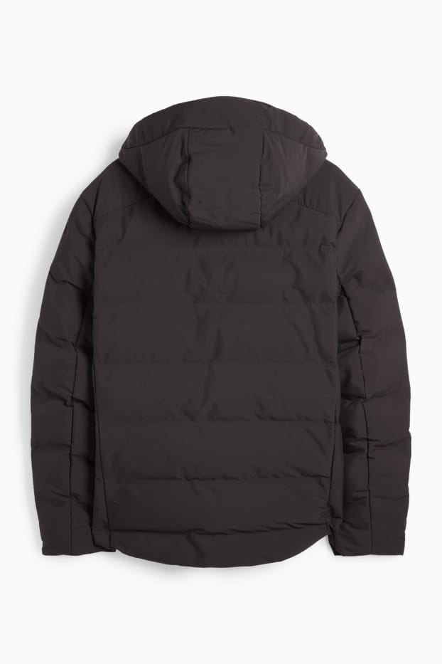Herren - Steppjacke mit Kapuze - wasserabweisend - schwarz