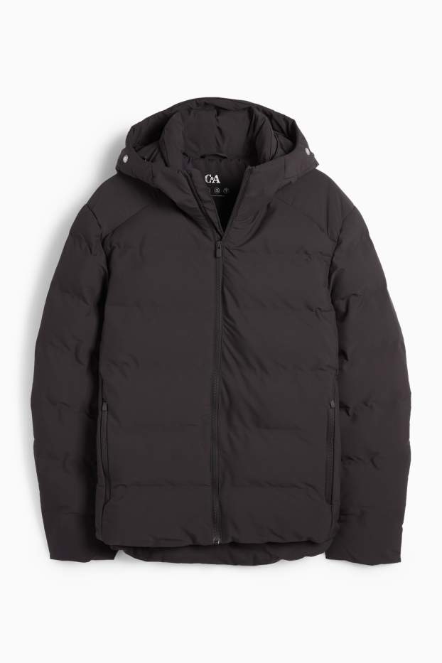 Herren - Steppjacke mit Kapuze - wasserabweisend - schwarz