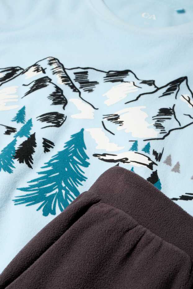 Men - Fleece pyjamas - light turquoise