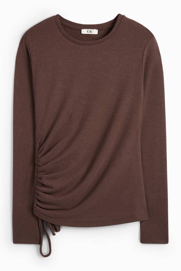 Damen - Langarmshirt - Slim Fit - dunkelbraun