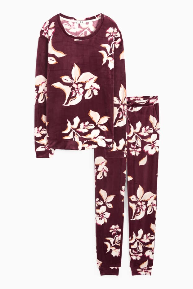 Women - Winter pyjamas - floral - purple