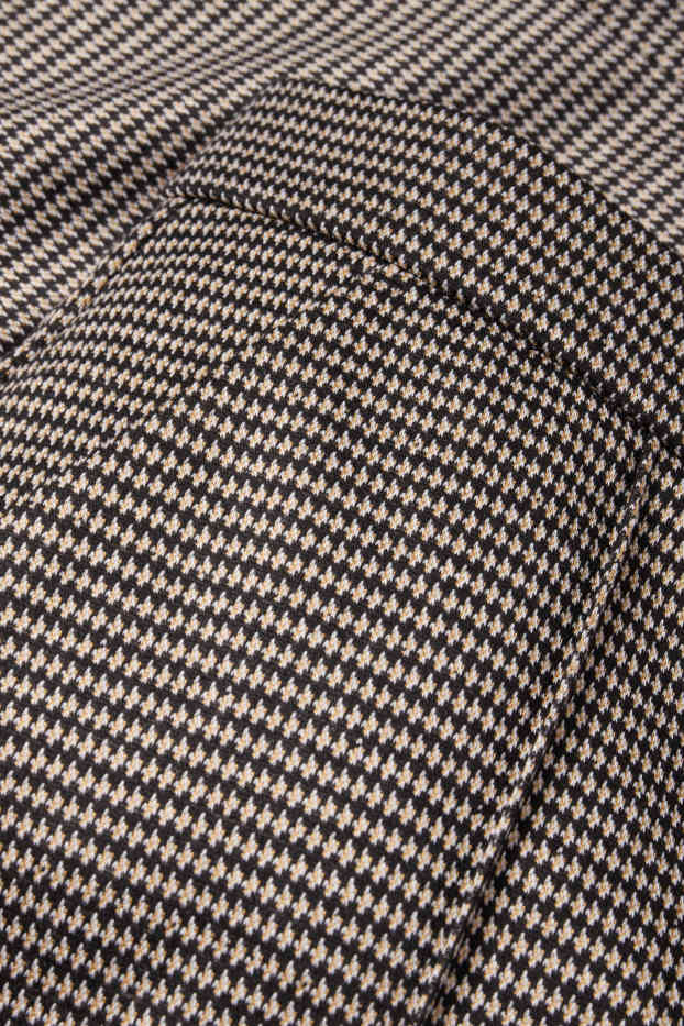 Dámské - Žerzejové kalhoty - high waist - wide leg - kostkované - černá/béžová