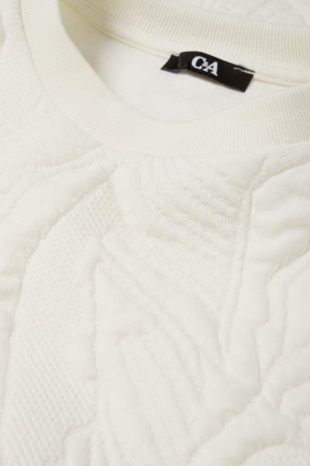 Damen - Sweatshirt - strukturiert - weiß