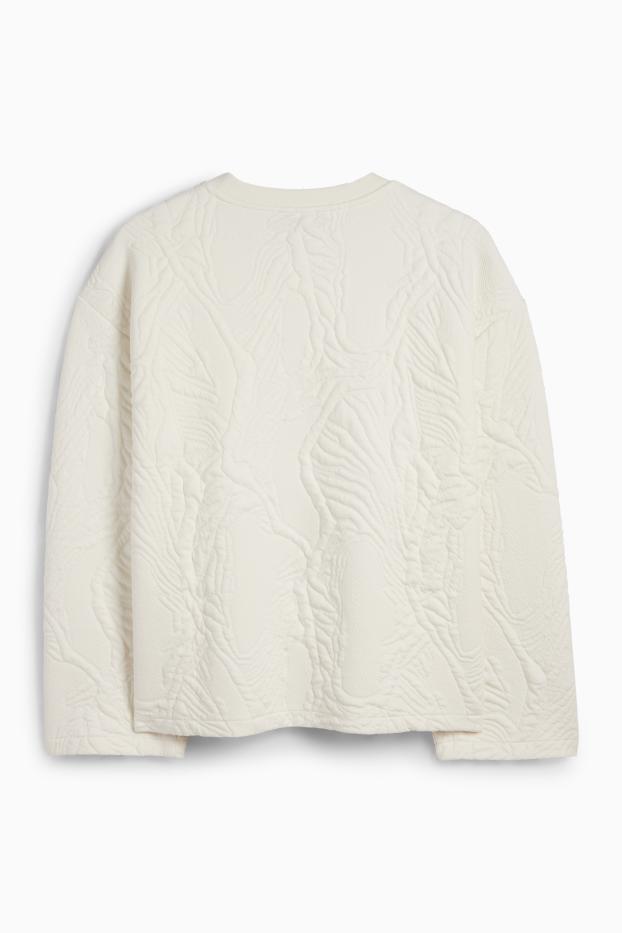 Damen - Sweatshirt - strukturiert - weiß