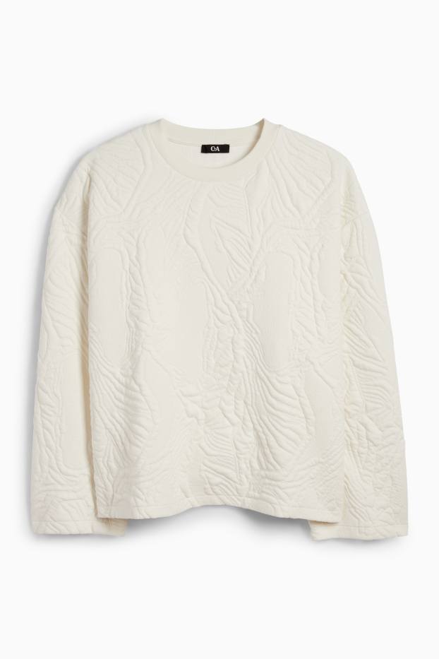 Damen - Sweatshirt - strukturiert - weiß
