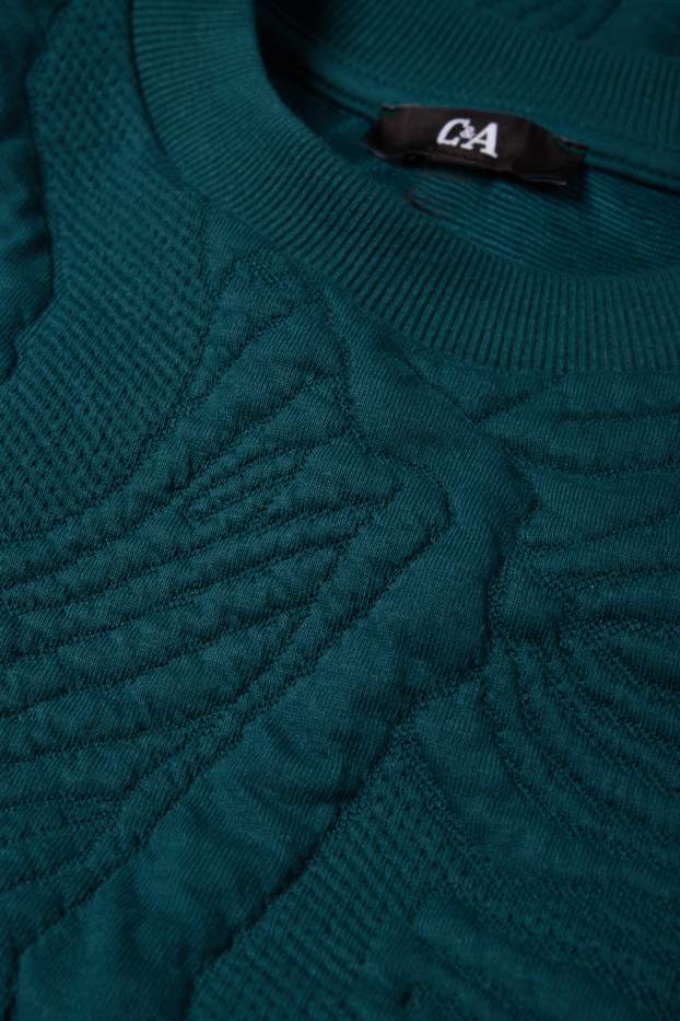 Mujer - Sudadera - con textura - verde oscuro