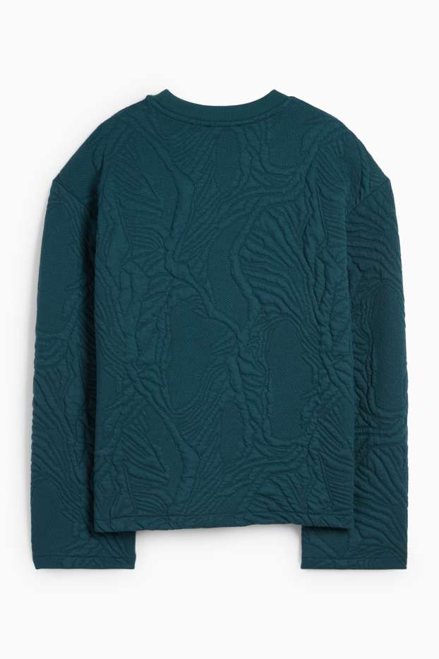 Mujer - Sudadera - con textura - verde oscuro