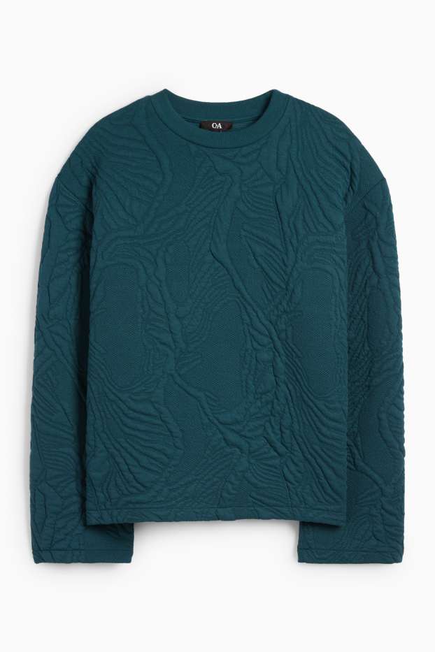 Mujer - Sudadera - con textura - verde oscuro