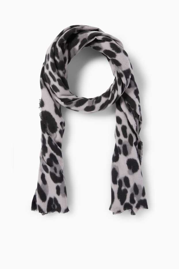 Women - Scarf - leopard print - black / gray