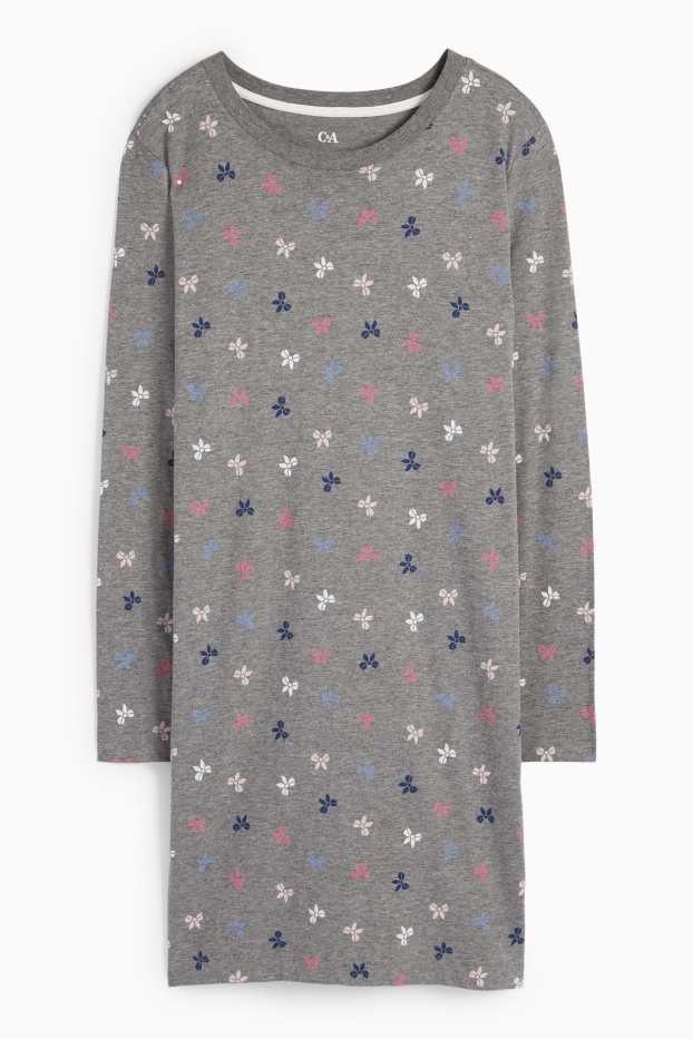 Women - Nightdress - patterned - gray