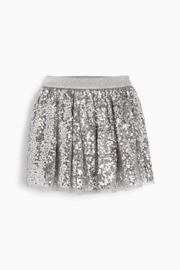 Copii - Fete - Fustă cu paiete - argintiu