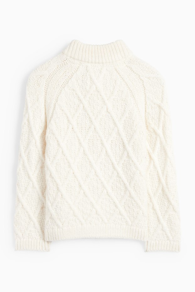 Baby Jungen - Baby-Pullover - Zopfmuster - cremeweiss