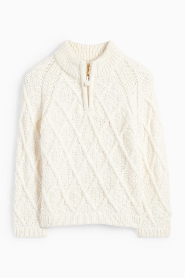 Baby Jungen - Baby-Pullover - Zopfmuster - cremeweiss