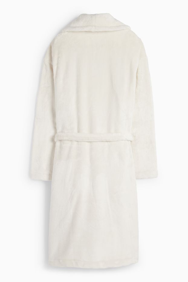 Femmes - Peignoir de bain à capuche - blanc crème